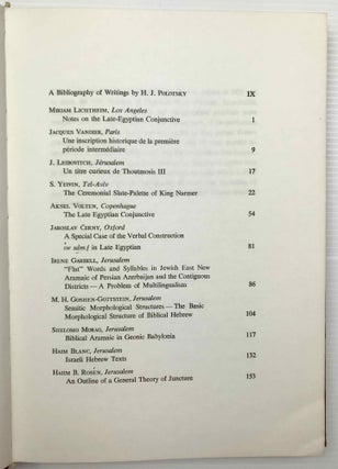Festschrift Polotsky. Studies in Egyptology and Linguistics. In honour of H.J. Polotsky.