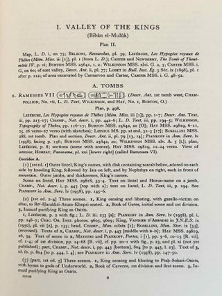 Topographical Bibliography. Vol. I: The Theban necropolis. Part 1: Private tombs. Part 2: Royal tombs and smaller cemeteries. Vol. II: Theban temples. Vol. III: Memphis. Part 1: Abu Rawash to Abusir. Part 2: Saqqara to Dahshur. Vol. VI: Upper Egypt: Chief Temples (excluding Thebes). Abydos, Dendera, Esna, Edfu, K&ocirc;m Ombo, and Philae. Vol. VII: Nubia deserts and outside Egypt (missing vol. IV, V & VIII)[newline]M1360e-17.jpeg