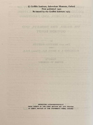 Topographical Bibliography. Vol. I: The Theban necropolis. Part 1: Private tombs. Part 2: Royal tombs and smaller cemeteries. Vol. II: Theban temples. Vol. III: Memphis. Part 1: Abu Rawash to Abusir. Part 2: Saqqara to Dahshur. Vol. VI: Upper Egypt: Chief Temples (excluding Thebes). Abydos, Dendera, Esna, Edfu, K&ocirc;m Ombo, and Philae. Vol. VII: Nubia deserts and outside Egypt (missing vol. IV, V & VIII)[newline]M1360e-64.jpeg