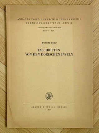 Item #M13626 Inschriften von den dorischen Inseln. PEEK Werner