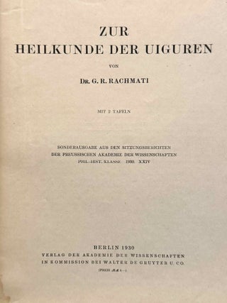 Zur Heilkunde der Uiguren I & II (complete set)[newline]M13627-01.jpeg