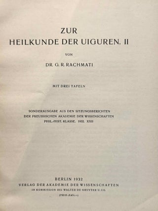 Zur Heilkunde der Uiguren I & II (complete set)[newline]M13627-04.jpeg