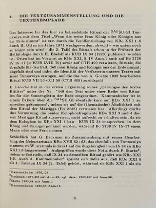 Behexung, Ents&uuml;hnung und Heilung. Das Ritual der Tunnawiya f&uuml;r ein K&ouml;nigspaar aus mittelhethitischer Zeit (Kbo XXI 1--KUB IX 34--KBo XXI 6).