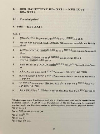 Behexung, Ents&uuml;hnung und Heilung. Das Ritual der Tunnawiya f&uuml;r ein K&ouml;nigspaar aus mittelhethitischer Zeit (Kbo XXI 1--KUB IX 34--KBo XXI 6).