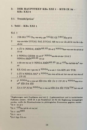Behexung, Entsühnung und Heilung. Das Ritual der Tunnawiya für ein Königspaar aus mittelhethitischer Zeit (Kbo XXI 1--KUB IX 34--KBo XXI 6).