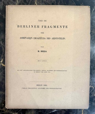 Item #M13635 Über die Berliner Fragmente der Athenaion politeia des Aristoteles. DIELS Hermann