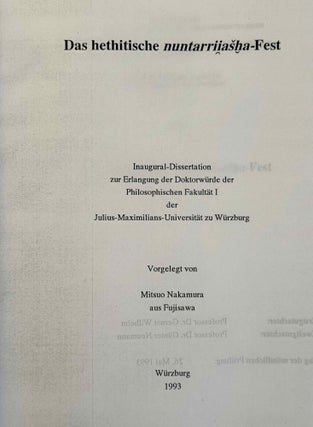 Das hethitische nuntarriyasha-Fest