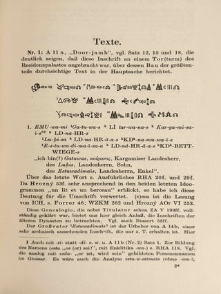 Die l&auml;ngsten Bauinschriften in "hethitischen" Hieroglyphen. Nebst Glossar zu s&auml;mtlichen Texten.[newline]M13660-08.jpeg
