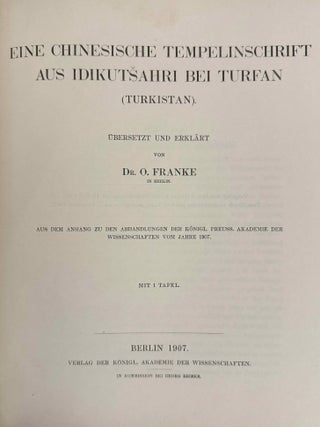 Eine chinesische Tempelinschrift aus Idikutsahri bei Turfan (Turkistan)