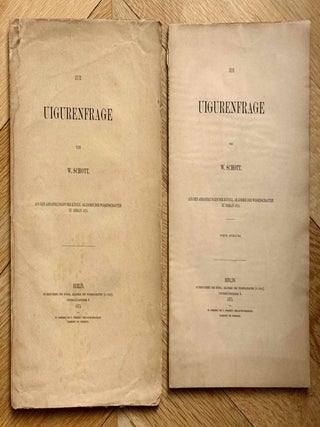 Item #M13687 Zur Uigurenfrage I & II. SCHOTT Wilhelm