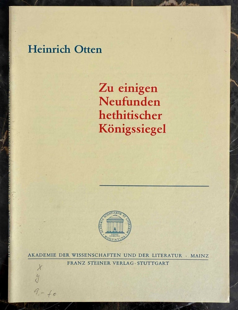 Item #M13696 Zu einigen Neufunden hethitischer K&ouml;nigssiegel. OTTEN Heinrich.[newline]M13696-00.jpeg