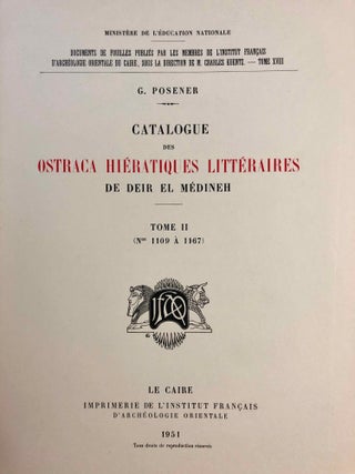Catalogue des ostraca hiératiques littéraires de Deir el-Medineh. Tome II. Fasc. 1-2-3. Nos 1109-1266 (complete volume)