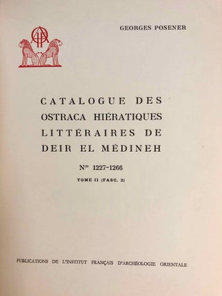 Catalogue des ostraca hiératiques littéraires de Deir el-Medineh. Tome II. Fasc. 1-2-3. Nos 1109-1266 (complete volume)