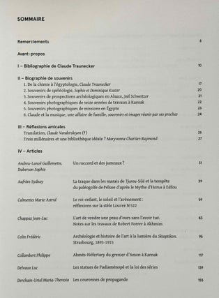 Au-delà de Karnak. Recueil d'études offert à Claude Traunecker.