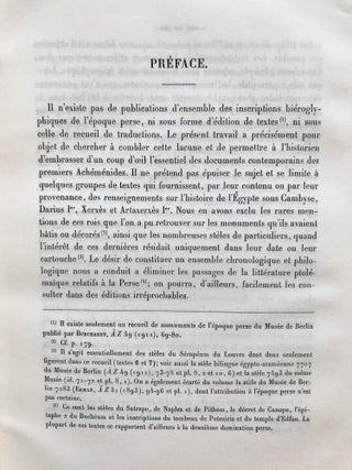 La première domination perse en Egypte. Recueil d’inscriptions hiéroglyphiques.