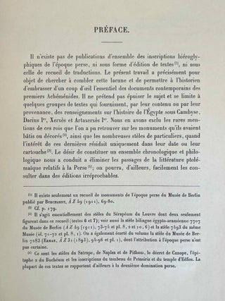La premi&egrave;re domination perse en Egypte. Recueil d&rsquo;inscriptions hi&eacute;roglyphiques.