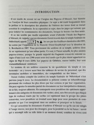 Les archives du temple funéraire de Neferirkare-Kakai (Les papyrus d'Abousir). Traduction et commentaire. Tomes I & II (complete set)