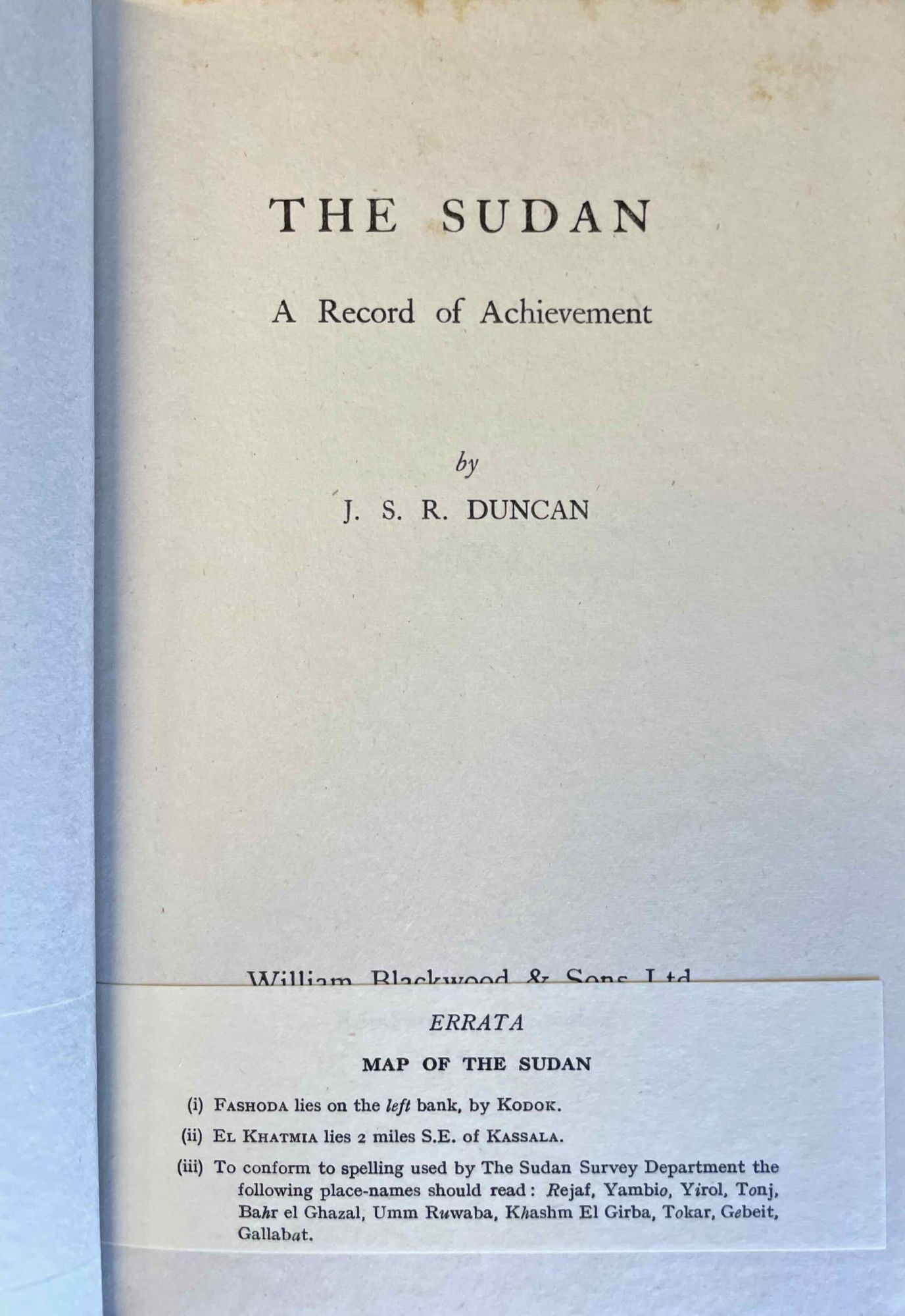 The Sudan. A record of achievement | DUNCAN John Spenser Ritchie