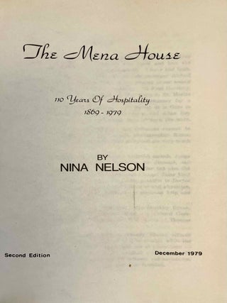 The Mena House. 100 years of hospitality, 1869-1979.