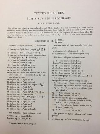 Excavations at Saqqara (1906-1907). With a section on the religious texts by P. Lacau.