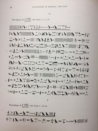 Excavations at Saqqara (1906-1907). With a section on the religious texts by P. Lacau.