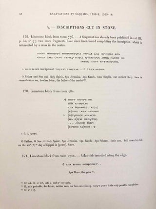 Excavations at Saqqara (1908-1909, 1909-1910): The monastery of Apa Jeremias. 2 vol. in 1