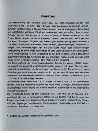 Koptische Schenkungsurkunden aus der Thebais. Formeln und Topoi der Urkunden, Aussagen der Urkunden, Indices.