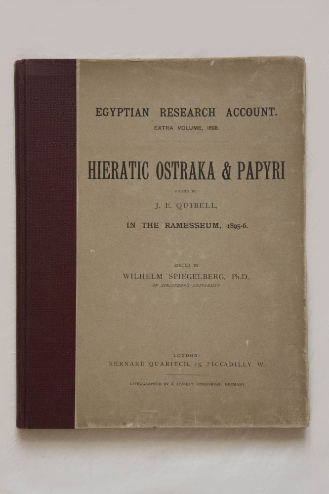 Item #M1399a Hieratic ostraka and papyri found by J.E. QUIBELL in the Ramesseum. QUIBELL James Edward - SPIEGELBERG Wilhelm.[newline]M1399a.jpg