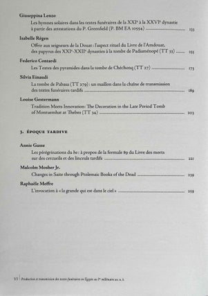 Production et transmission des textes funéraires en Egypte au Ier millénaire av. n. è.