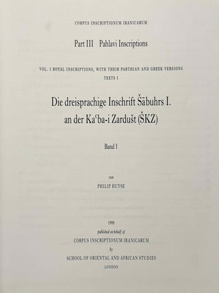 Die dreisprachige Inschrift Sabuhrs I. an der Ka'ba-i Zardust (SKZ). Vol. I & II (complete set).