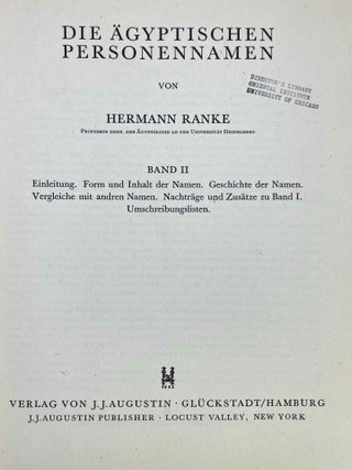 Die &auml;gyptischen Personennamen. Band I & II. Band III is provided for free in bound XEROX.[newline]M1405e-08.jpeg