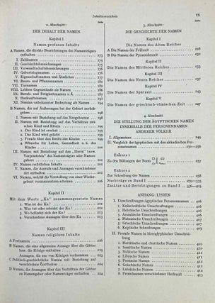 Die ägyptischen Personennamen. Band I & II. Band III is provided for free in bound XEROX.