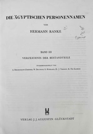 Die ägyptischen Personennamen. Band I & II. Band III is provided for free in bound XEROX.