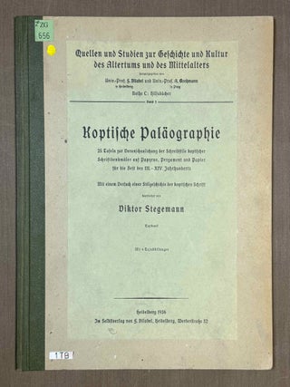 Item #M14061 Koptische Pal&auml;ographie. Text und Tafeln (complete set). STEGEMANN Viktor[newline]M14061-00.jpeg