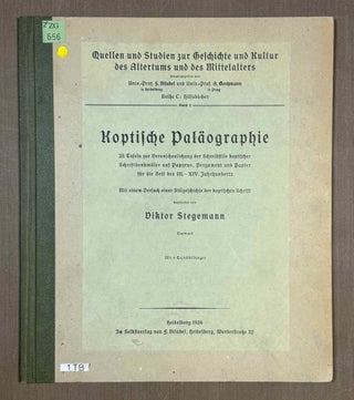Item #M14061 Koptische Paläographie. Text und Tafeln (complete set). STEGEMANN Viktor