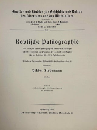 Koptische Pal&auml;ographie. Text und Tafeln (complete set)[newline]M14061-08.jpeg