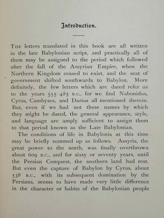 Late Babylonian letters. Transliterations and translations of a series of letters written in Babylonian cuneiform, chiefly during the reigns of Nabonidus, Cyrus, Cambyses, and Darius.[newline]M14086-07.jpeg