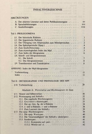 Die sassanidischen Staatsinschriften. Studien zur Orthographie und Phonologie des Mittelpersischen der Inschriften zusammen mit einem etymologischen Index des mittelpersischen Wortgutes und einem Textcorpus der behandelten Inschriften.