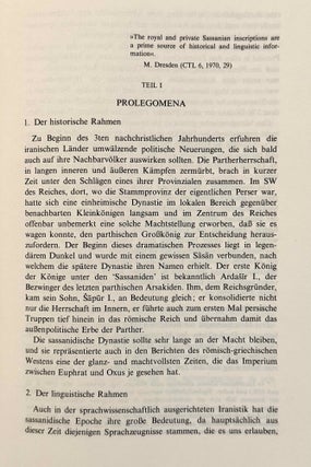 Die sassanidischen Staatsinschriften. Studien zur Orthographie und Phonologie des Mittelpersischen der Inschriften zusammen mit einem etymologischen Index des mittelpersischen Wortgutes und einem Textcorpus der behandelten Inschriften.