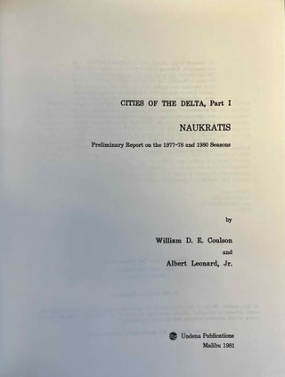 Item #M14158 Cities of the Delta, Part I. Naukratis. Preliminary report on the 1977-78 and 1980...