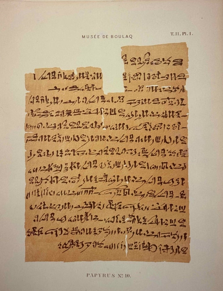 Item #M14212 Les papyrus &eacute;gyptiens du mus&eacute;e de Boulaq. Publi&eacute;s en fac-simil&eacute; sous les auspices de S.A. Ismail-Pacha, kh&eacute;dive d'Egypte. Tomes I & II (complete set). Photographic reprint. MARIETTE Auguste.