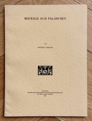 Item #M14244 Beiträge zum Palaischen. CARRUBA Onofrio