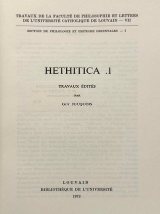 Hethitica I-V and VII-XIII