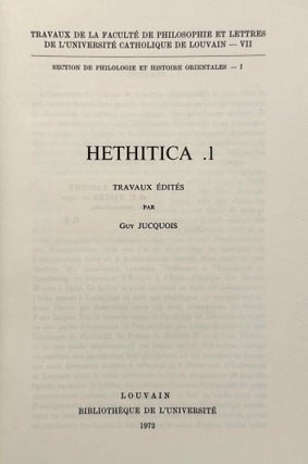 Hethitica I-V and VII-XIII