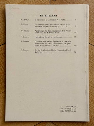 Hethitica I-V and VII-XIII