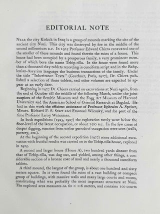 Excavations at Nuzi. Vol. I-VIII (complete set, in XEROX). Vol. I: Texts of varied contents. Vol. II: The archives of Shilwateshub son of the King. Vol. III: Old Akkadian, Sumerian, and Cappadocian texts from Nuzi. Vol. IV: Miscellaneous texts from Nuzi, part 1. Vol. V: Miscellaneous texts from Nuzi, part 2: The palace and temple archives. Vol. VI: The administrative archives. Vol. VII: Economic and social documents. Vol. VIII: Family law documents.