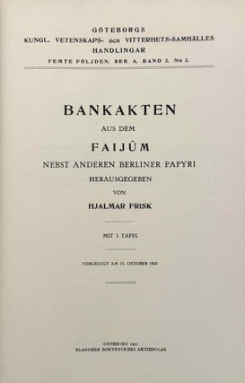 Bankakten aus dem Faijûm, nebst anderen Berliner Papyri