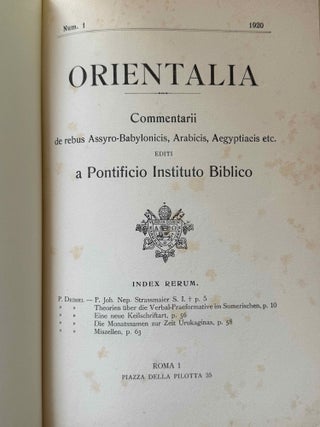 Orientalia. Vol. 1-55 (1920-1930), mostly in XEROX.