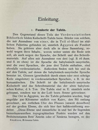 Die El-Amarna Tafeln. Mit Einleitung und Erl&auml;uterungen. Erster Teil: Text.