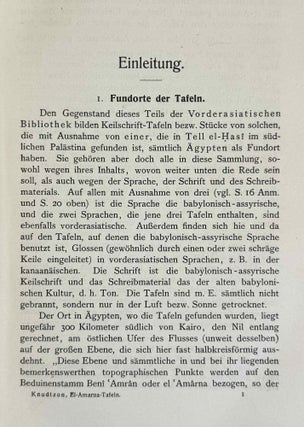 Die El-Amarna Tafeln. Mit Einleitung und Erläuterungen. Erster Teil: Text.